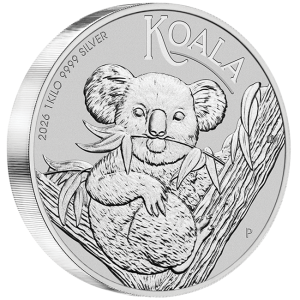 1 Kilogramm / 1000 Gramm Silber Perth Mint Koala 2025 in Kapsel mit Charles III Effigy