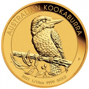 1/10 oz Gold Perth Mint " Kookaburra 2021 " in Kapsel - max. 15.000