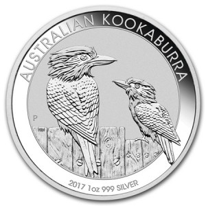 5 X 1 oz Silber Kookaburra 2017 in Kapsel ( diff.besteuert nach §25a UStG )