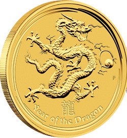 1/10 oz Gold Perth Mint " Lunar II Dragon / Drache 2012 " in Kapsel
