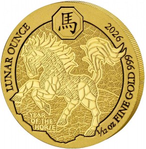 1/12 oz Gold Ruanda Lunar Ounce 2025 Horse / Pferd dorble sealed COA - max. 888 Stück - zweite 1/12 Unze inkl. COA