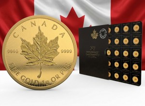 25 X 1 Gramm Gold Maple Leaf ( Maplegram )  im Blister - div Jahrgang