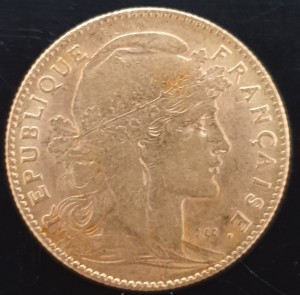 10 Francs Frankreich Marianne - 1911 ( 2,90 Gramm Gold fein )