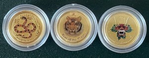 1/20 oz Gold Lunar Perth Mint Snake 2013 / Schlange COLOR in Kapsel