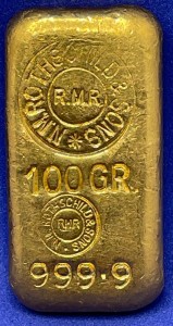 100 Gramm Gold Barren Rothschild ( gegossen ) - Montagu Gegenstempel