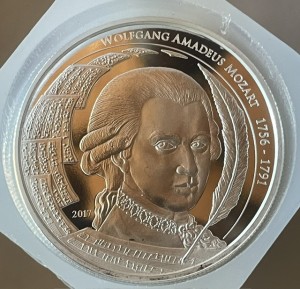 1 oz Silber Palau " Mozart " ggf. altersbedingt angelaufen ( diff.besteuert nach §25a UStG )