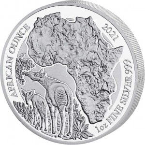 1 oz Silber Ruanda Okapi 2021 Proof - max. 1000 Stk ( inkl. gültiger gesetzl. Mwst )