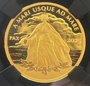 1 oz Gold PF70 First Day Canada Proof Peace Dollar 2025 in Slabholder/Box inkl. COA - Grading von NGC