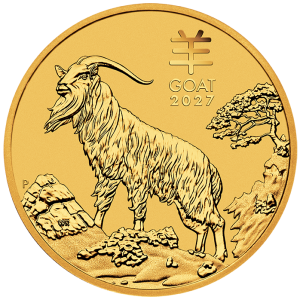 1/4 oz Gold Perth Mint Lunar 2027 Goat / Ziege in Original-Kapsel Australien / Australia aktuell mit Charles Effigy
