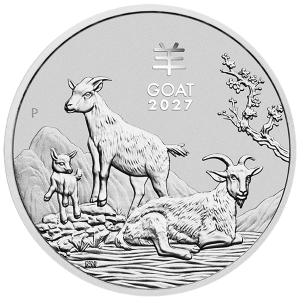 1 oz Silber Perth Mint Lunar 2027 Ziege / Goat in Original-Kapsel Australien / Australia aktuell mit Charles Effigy - max. 300.000