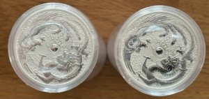 2 X 1 oz Silber Perth Mint Dragon & Phoenix - 1 X Error Coin + 1 X Normale Version in Kapsel  ( diff.besteuert nach §25a UStG )