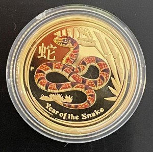 1/10 oz Gold PROOF Perth Mint " Lunar Hase II 2013 Snake " in Kapsel