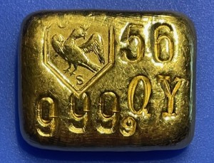 50 Gramm Gold Barren Schoene QY56  ( gegossen )