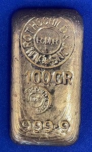 100 Gramm Gold Barren Rothschild ( gegossen ) - Montagu Gegenstempel