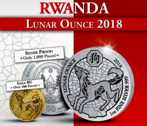1 oz Silber Ruanda " Lunar Serie - Hund /Dog  "  ( diff.besteuert nach §25a UStG )
