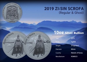 10 oz Silber Korea Scrofa in Kapsel  2019  - max Auflage 300