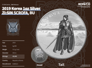 Netto-Preis 26.5 Euro je Unze : 1 oz Silber Südkorea " seit 2017 " GUTE Qualität aus Tubes ( jede 20te Unze Scrofa Ghost )