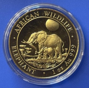 1 oz Gold Somalia Elefant " 2011 " in Kapsel