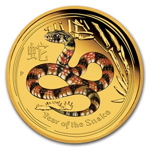 1/2 oz Gold COLOR Lunar Schlange 2013 in Original-Kapsel ( BU )