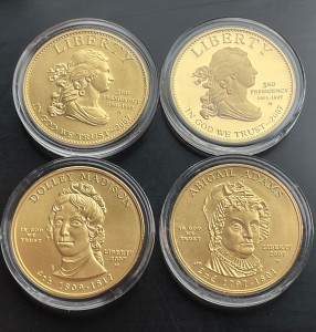 1/2 oz Gold USA First Spouse Gold BU " Abigal Adams  "  ( Münze in Kapsel / ohne Box ) - Münze rechts unten