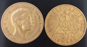 10 Mark Preussen Wilhelm II diverse Jahre ( 3.58 Gramm Gold fein )