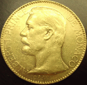 100 Francs Monaco Albert I 1895 Kopf links ( 29.05 Gramm Gold fein )
