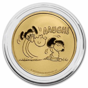 1 oz Gold Snoopy " Lucy is pulling the football " - max 50 ( Peanuts Series )