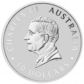10 oz Silber Perth Mint Kookaburra 2024 in Kapsel mit Charles III Effigy  ( diff.besteuert nach §25a UStG )