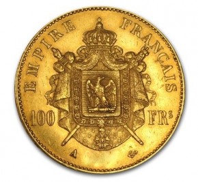 100 Francs Frankreich Napoleon Jahrgang 1856 A (29,05 Gramm Gold fein)