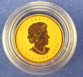 1/10 oz Gold Maple Leaf 2011 " 100 Jahre Anniversary " - in Ersatzkapsel / Rückseite mit Hairlines