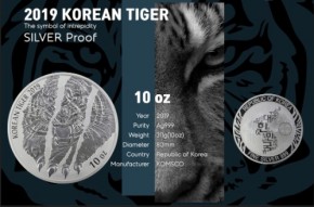 10 oz Silber Korea  Tiger in Kapsel div. Jahre / Lieferung inkl. Original Kapsel / überwiegend 2020