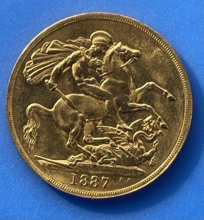 Double Sovereign 1887 Victoria mit Krone ( 14,64 Gramm Gold fein )