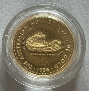 1/2 oz Gold Proof Nugget 1986 / Hand of Faith in Kapsel - erster Jahrgang