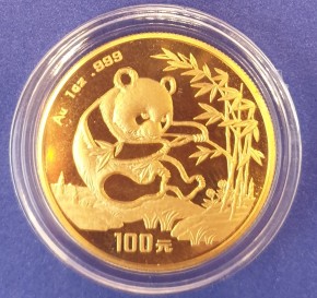 1 oz Gold China Panda 1994 in Kapsel