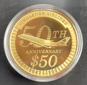 1 oz Gold Proof 1997 Singapore Airlines in Kapsel