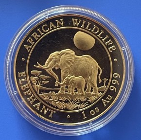 1 oz Gold Somalia Elefant " 2011 " in Kapsel