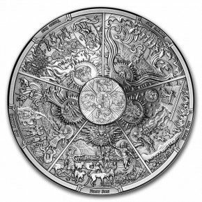 3 oz Silber Palau Ultra High Relief Smartminting in Antique finish " AZTEC FIVE SUNS "  Ages of Man Creation of World inkl. Box/COA - max 333
