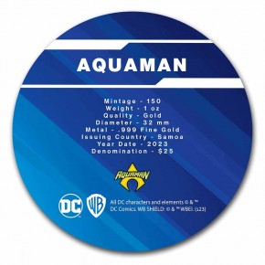 1 oz Gold Samoa Aquaman in Box/COA - max 150 ( 2te Ausgabe DC Comics Serie )