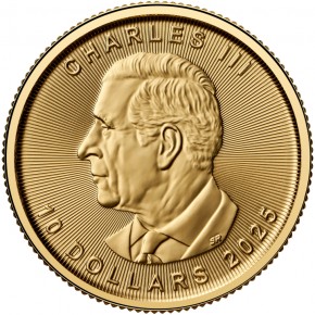 1/4 oz Gold Canada Maple Leaf 2025 / Neuware mit Charles III Effigy / Rückseite