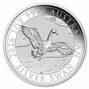 1 oz Silber Perth Mint ANNIVERSARY SWAN / SCHWAN 2026 in Original Kapsel inkl. Charles III Effigy auf der Rückseite