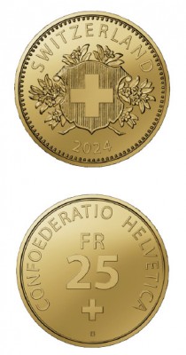 25 Franken Gold Schweiz " CONFOEDERATIO HELVETICA " Polierte Platte ( 5,64 Gramm 900/1000 Gold ) - max 5000 Stück inkl. Box / COA
