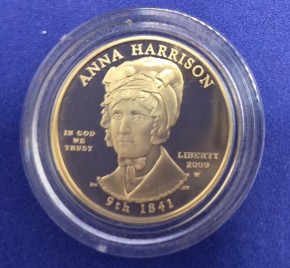 1/2 oz Gold USA First Spouse Gold Anna Harrison in Box / Umverpackung in Kapsel und COA - Proof