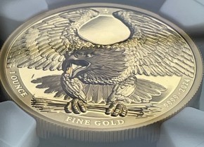 1 oz Gold PF70 im SLAB Alderney Bald Eagle Ultra High Relief - Charles Effigy ( inkl. COA ) - geprägt bei der Commonwealth Mint / Heimerle und Meule Group