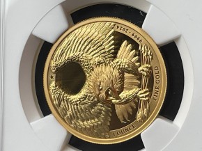 1 oz Gold PF70 im SLAB Alderney Bald Eagle Ultra High Relief - Charles Effigy ( inkl. COA ) - geprägt bei der Commonwealth Mint / Heimerle und Meule Group