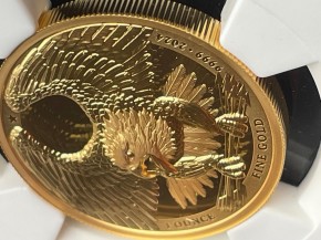 1 oz Gold PF70 im SLAB Alderney Bald Eagle Ultra High Relief - Charles Effigy ( inkl. COA ) - geprägt bei der Commonwealth Mint / Heimerle und Meule Group