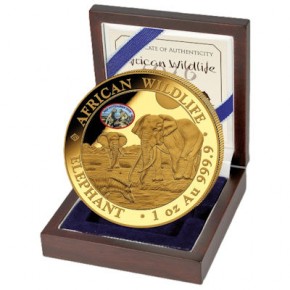1 oz Gold Somalia Elefant Privy ANA Pittsburgh 2026 in Kapsel und Box/COA - max. 100