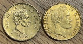 5 Peso Gold Kolumbien div. Jahre / Bolivar ( 7,32 Gramm Gold fein )