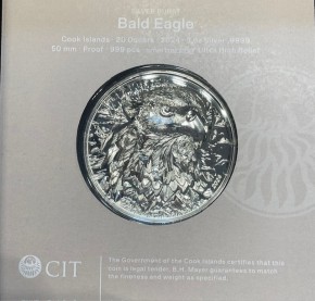 3 oz Silber Cook Islands Ultra High Relief Smartminting in Proof " Silver Burst Bald Eagle "  inkl. Box/COA - max 999