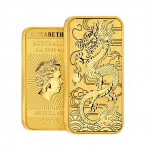 1 oz Gold Perth Mint Dragon Rectangular Barren in Kapsel ( 2018 )