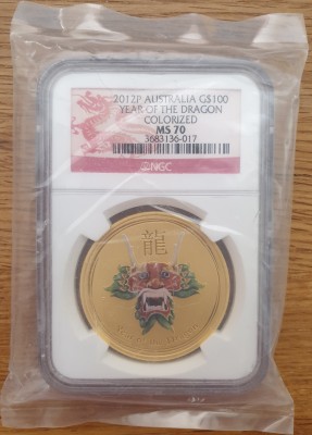 1 oz Gold Perth Mint " Green Dragon " im Slab MS70 - Perth Mint